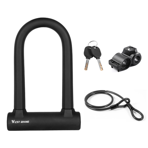 

West Biking Bike Lock Motorcycle Wire Lock Anti-Hydraulic Pressure Cut Anti-Theft Lock, Specification: U-shaped Lock+Cable