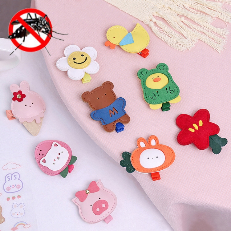 

4 PCS Summer Cartoon Baby Mosquito Clip Student Plant Essential Oil Hairpin Bag Accessories Color Random Delivery