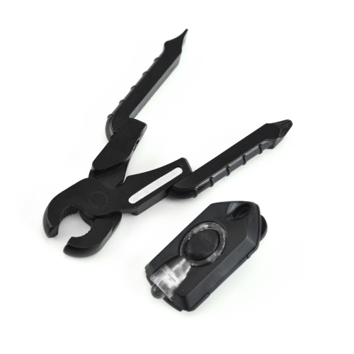 

9 In1 Multifunctional Stainless Steel Folding Pliers EDC Outdoor Tools, Specification: Black Pliers + Black Light