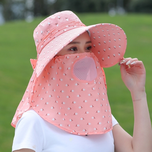 

2 PCS Cherry Printing Isolation Cap Sunscreen Face-Covering Outdoor Travel Hat Cap, Colour: Full Cherry (Orange Pink)