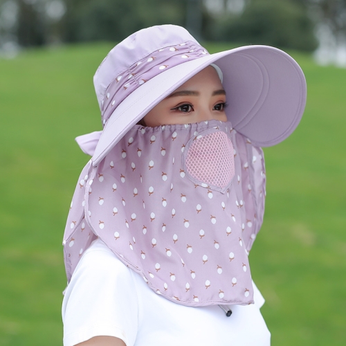 

2 PCS Cherry Printing Isolation Cap Sunscreen Face-Covering Outdoor Travel Hat Cap, Colour: Half Cherry (Gray Purple)