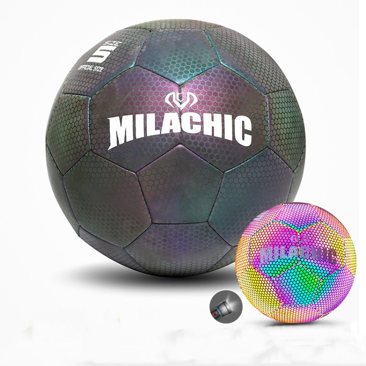 

MILACHIC PU Leather Machine Stitch Luminous Fluorescent Reflective Football, Specification: Number 4 (Neon 5033)