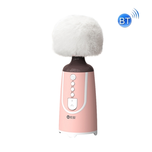 

SUOAI MC11 Wireless Voice Changing Mobile Phone Bluetooth Singing Microphone, Colour: Cherry Pink+White Plush Cover