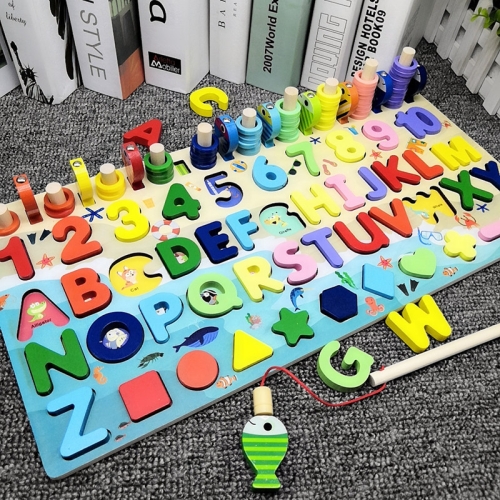 

Numbers Cognition Building Blocks Magnetic Fishing Educational Toy For Children, Style: Large Ocean 6-in-1 Board