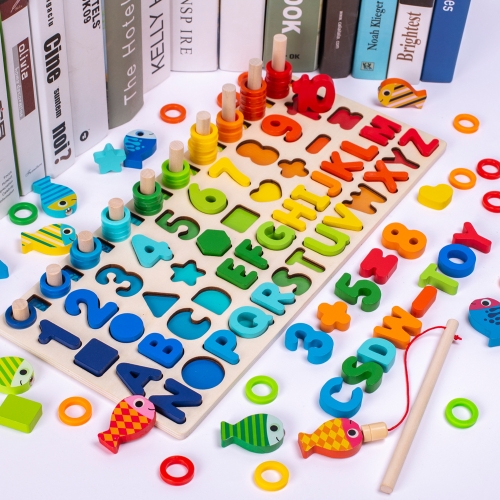 

Numbers Cognition Building Blocks Magnetic Fishing Educational Toy For Children, Style: Medium 6-in-1 Board