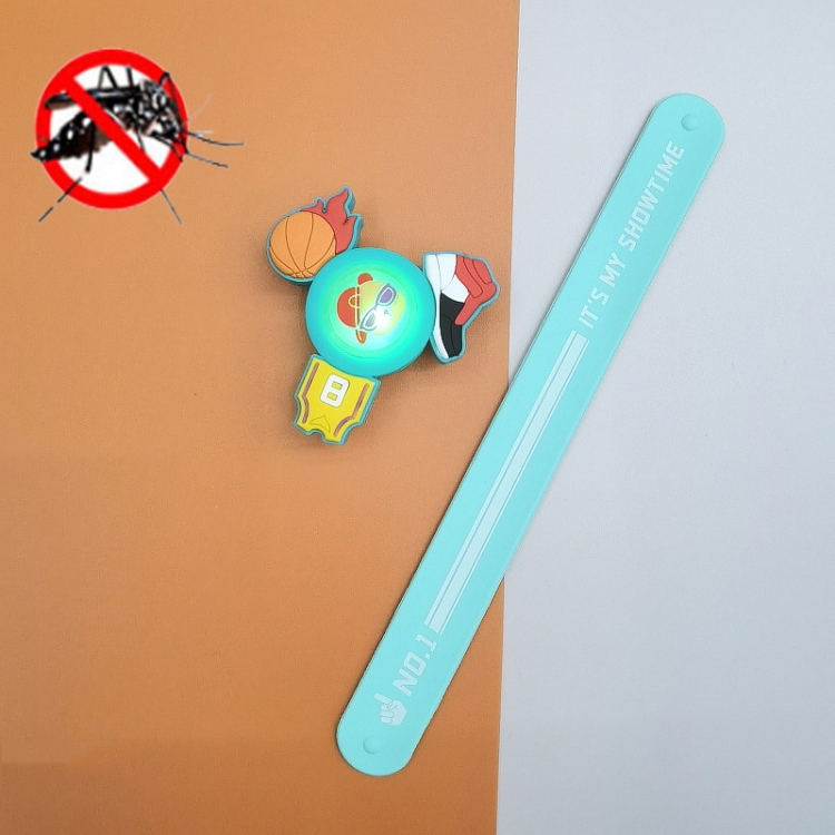 

2 PCS Cartoon Rotating Luminous Mosquito Repellent Bracelet Silicone Children'S Summer Outdoor Anti-Mosquito Watch(Basketball-Green)