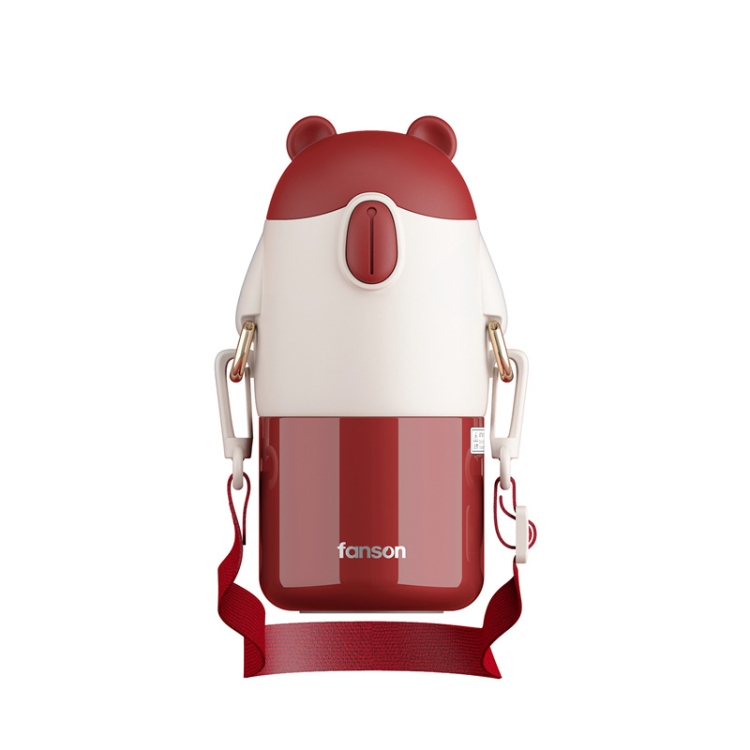 

Children Cartoon Bear Portable Stainless Steel Vacuum Flask With Straw(Rouge Red)