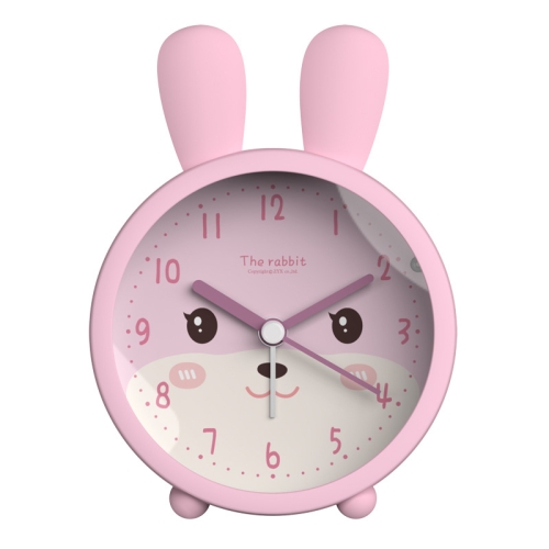 

Children Student Silicone Alarm Clock Bedroom Bedside Night Light Mute Clock(Pink Rabbit)