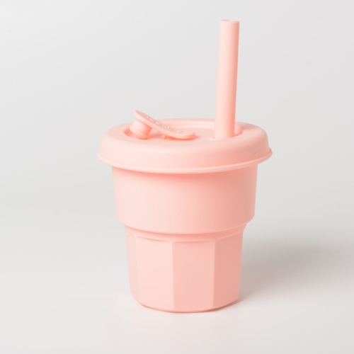 

Children Silicone Straw Cups Drop And High Temperature Resistant Water Cups Pink(400ml)