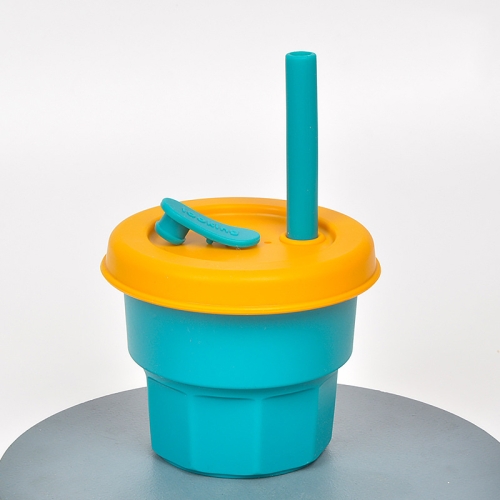 

Children Silicone Straw Cups Drop And High Temperature Resistant Water Cups Olive Green Cup + Turmeric Cover(300ml)