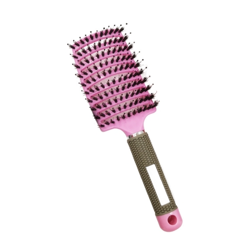 

Retro Boar Bristles Hairdressing Big Curved Comb Curly Hair Massage Comb(Pink)