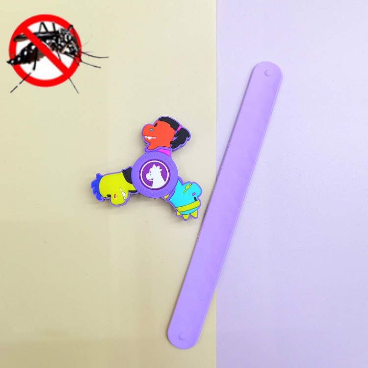 

2 PCS Cartoon Rotating Mosquito Repellent Bracelet Children Silicone Outdoor Anti Mosquito Patting Ring(Dragon - Purple)