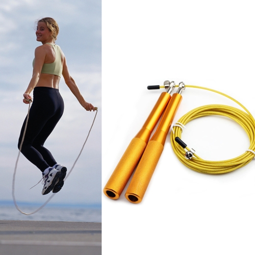 

Training Sports Fitness Bearing Aluminum Handle Steel Wire Skipping Rope, Length: 3m(Golden)