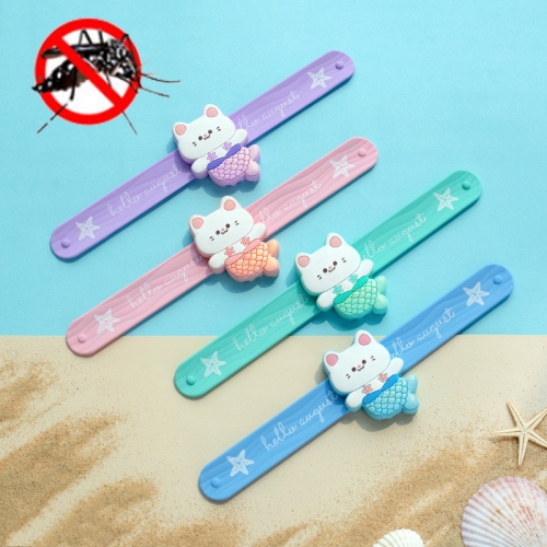 

4 PCS Children Cartoon Silicone Mosquito Repellent Swatter Ring Summer Mosquito Bracelet Color Random Delivery(Ocean Baby )