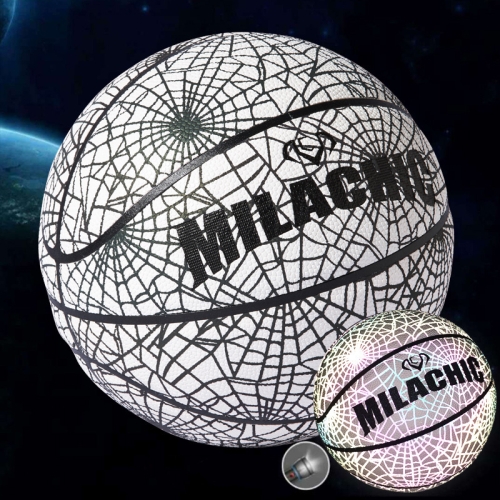 

MILACHIC Number 7 Rainbow Reflective Cool Basketball(Gray 6736)