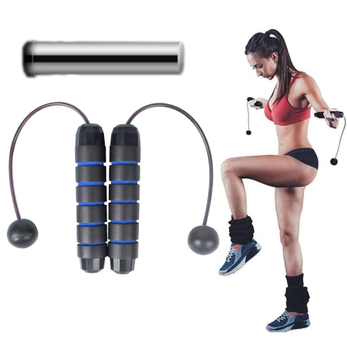 

2 PCS Indoor Ropeless Skipping Fitness Exercise Weight Rope(Black Blue + Weight )