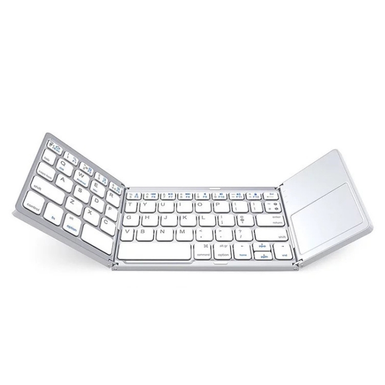

B033 63 Keys Wireless Bluetooth Three Folding Keyboard(White)