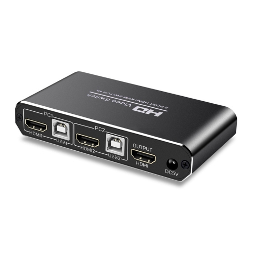 

USB Computer Monitoring 2 In 1 Out Conerter Switch for HDMI-KMV(Black)