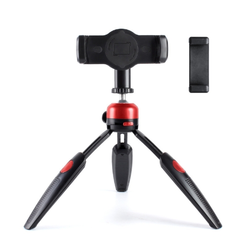 

Foldable Tripod Desk Mount Telescopic Live Stand with Tablet PC & Phone Clamp for Camera / Smartphones / Tablet PC(Red)