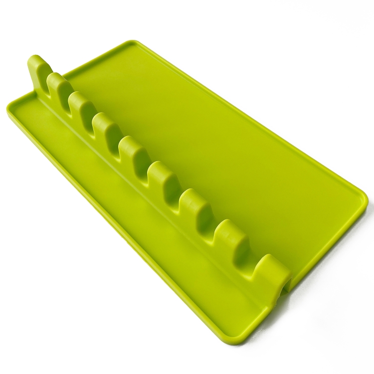 

2 PCS Silicone Spoon Holder Kitchen Utensils Anti-Fouling Mat Drain Rack 8 Slot(Green)