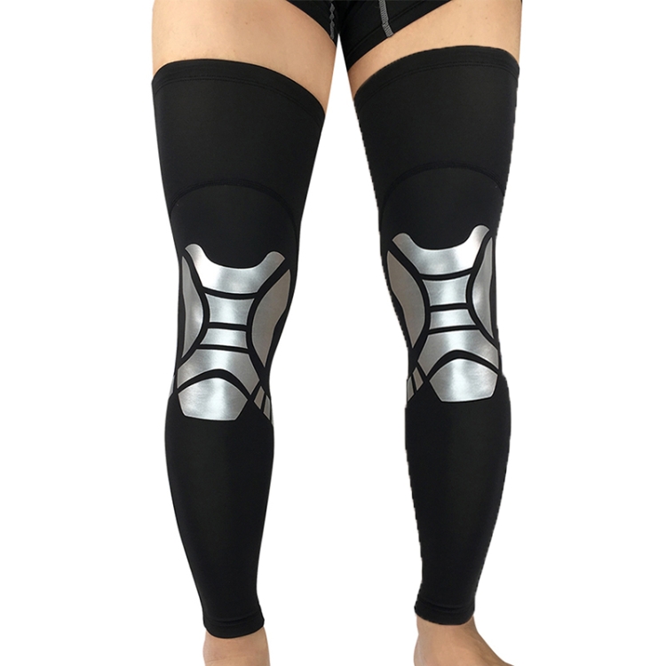

2 PCS Basketball Kneepad Summer Thin Breathable Leggings Cover Outdoor Riding Running Protective Gear, Specification: L(Black Silver)