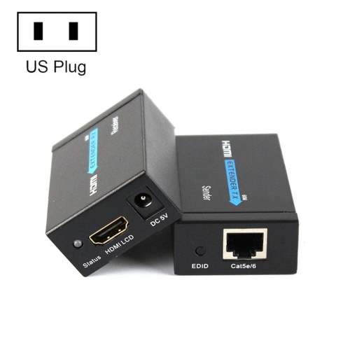 

HDY-60 HDMI to RJ45 60m Extender Single Network Cable to For HDMI Signal Amplifier(US Plug)