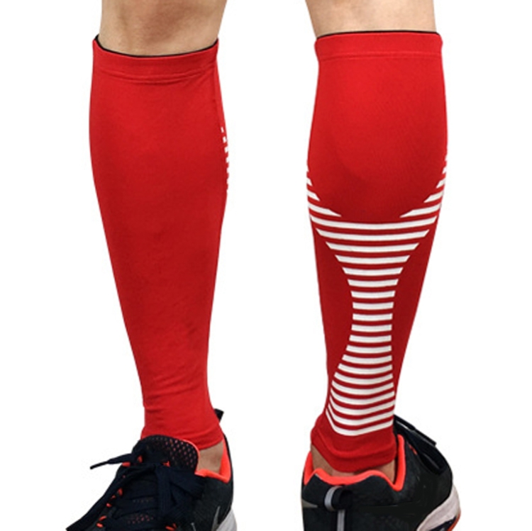 

2 PCS Sports Calf Protection Basketball Football Running Leggings Protective Gear High-Elastic Warm Breathable Knee Pads Socks, Specification: L (Red)
