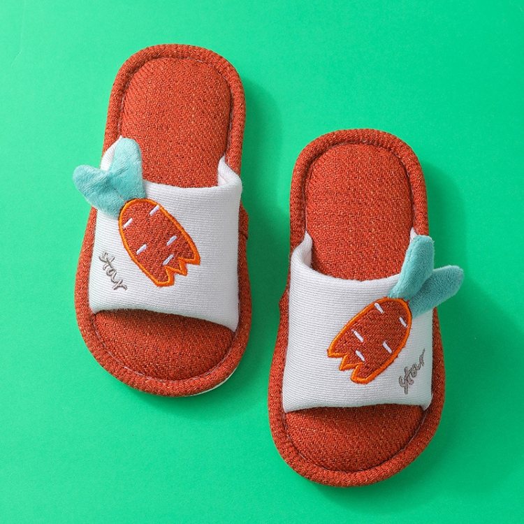 

Children Linen Slippers Spring And Autumn Household Room Interior Floor Baby Non-Slip Soft Bottom Slippers, Size: 230 21.5cm Inner Length(Carrot)