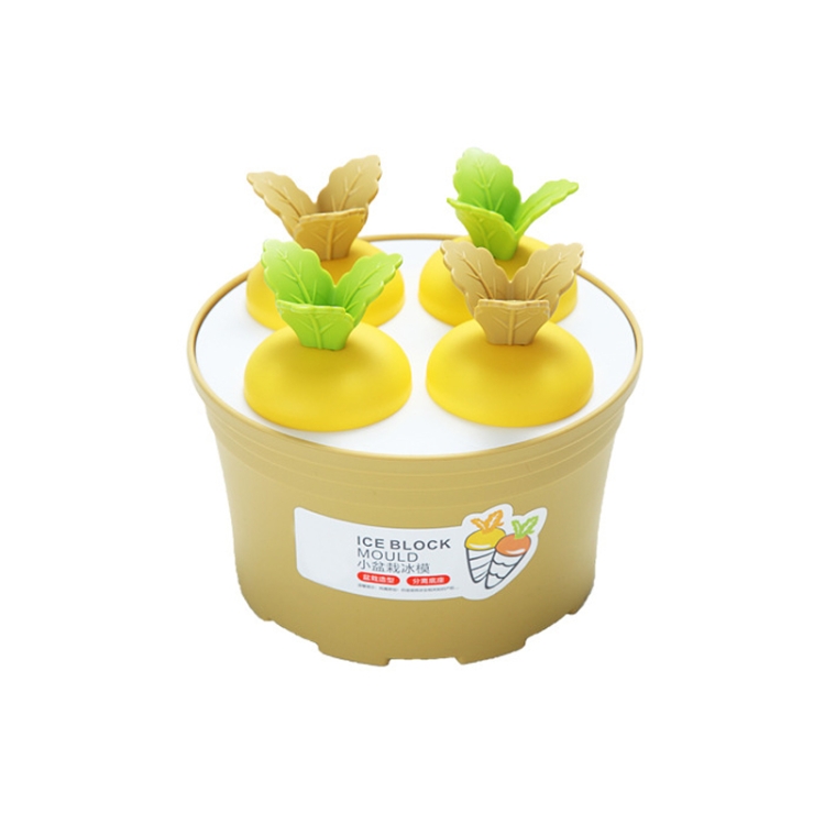 

2 PCS Summer Carrot Potted Ice Cream Mold Homemade Ice Tray Round(Yellow)