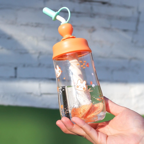 

Cartoon Mixing Cup Children Sippy Cup Student Portable Plastic Water Bottle Cup(Orange)