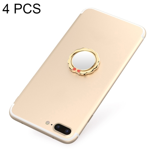 

4 PCS Metal Mobile Phone Ring Buckle, Colour: Golden (Butterfly Flower)