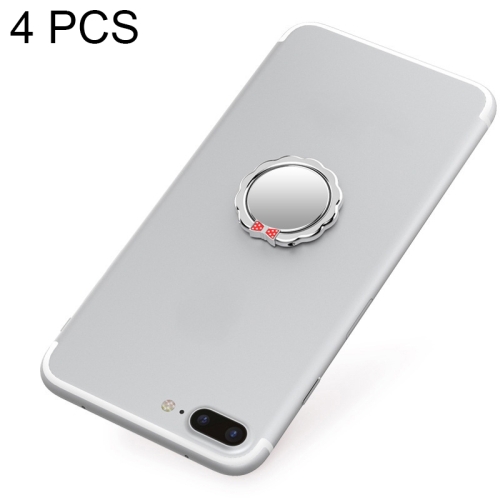 

4 PCS Metal Mobile Phone Ring Buckle, Colour: Silver (Butterfly Flower)