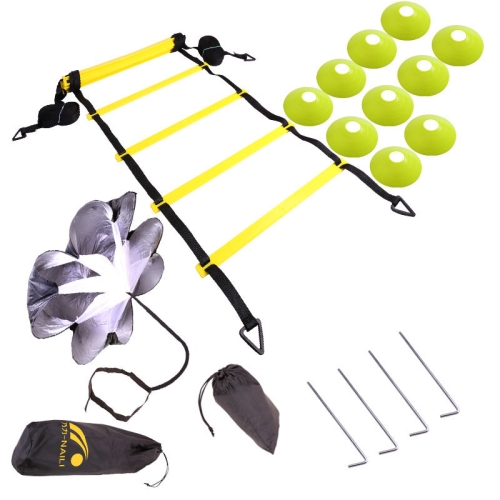 

23 In 1 Football Training Agility Ladder + Logo Disc + Drag Umbrella Set( Fluorescent Green )