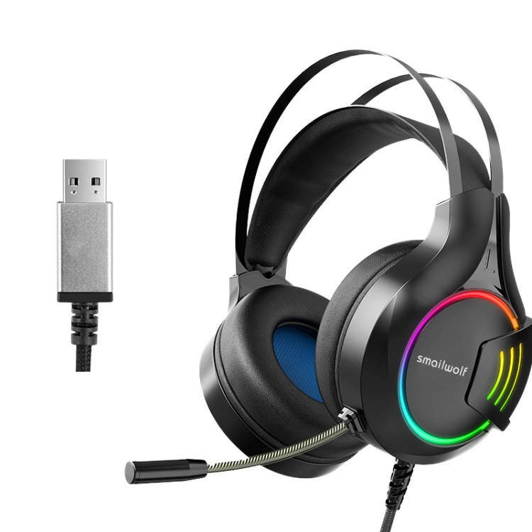 

Smailwolf A1 Computer RGB Luminous Gaming USB Headset With Microphone(Black)