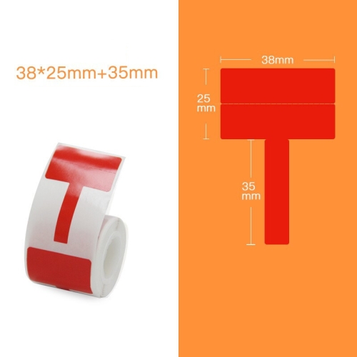 

QR-285A Printer Thermal Sticker Paper Cable Label Paper 100 Sheet T Type 38 x 25 + 35 (Red)