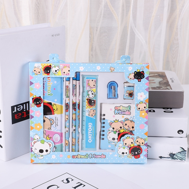 

2 Sets 8899Primary School Student Activity Prize Cartoon Stationery Gift Children Stationery Set(Blue Cat)