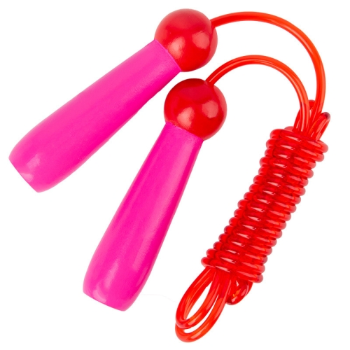 

2 PCS 2.4m Wooden Children Colorful Skipping Rope Outdoor Sports Students Exam Adjustable Skipping Rope(PVC Rope Pink)