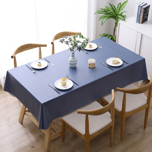 

140x220cm Solid Color PVC Waterproof Oil-Proof And Scald-Proof Disposable Tablecloth(Navy Blue)