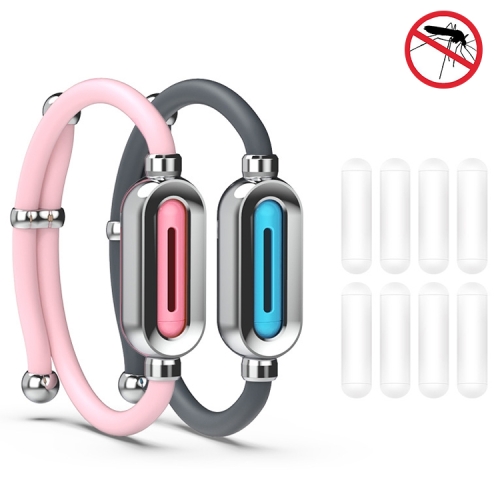 

2 PCS Gray Pink SB-1301 Silicone Mosquito Repellent Bracelet Natural Plant Essential Oil Mosquito Buckle