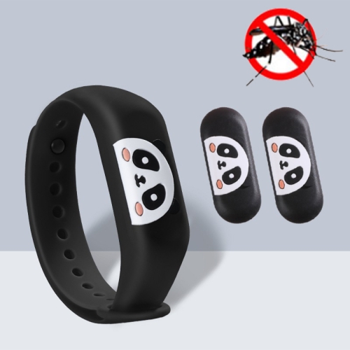 

2 PCS Cartoon Mosquito Silicone Sticker Summer Mosquito Repellent Bracelet, Specification: Panda Black + 2 Particles