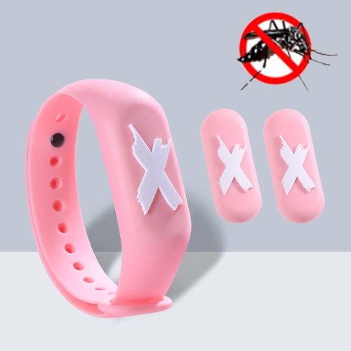 

2 PCS Cartoon Mosquito Silicone Sticker Summer Mosquito Repellent Bracelet, Specification: Light Pink Error + 2 Grains