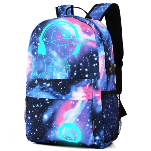 

Starry Sky Luminous Backpack Oxford Cloth Printed Backpack, Colour: Star Blue Music Kid