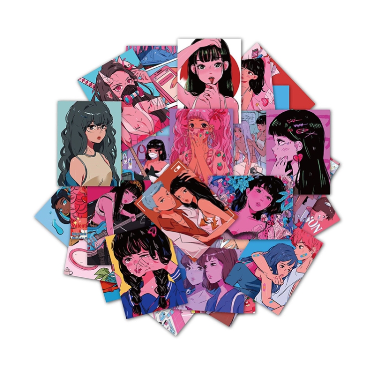 

5 Sets Retro Cartoon Girl Phone Tablet Decoration Sticker(B)