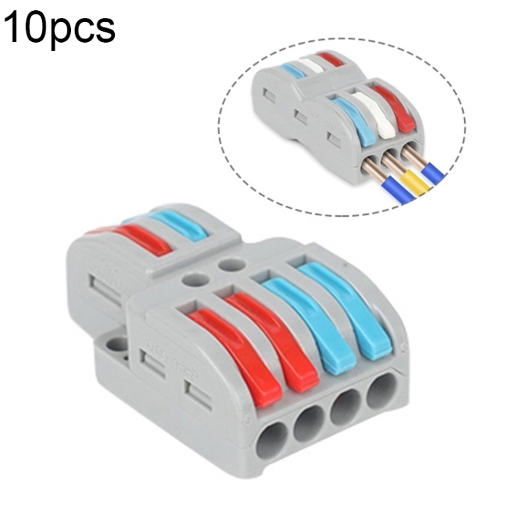 

10 PCS SPL-42 2 In 4 Out Colorful Quick Line Terminal Multi-Function Dismantling Wire Connection Terminal