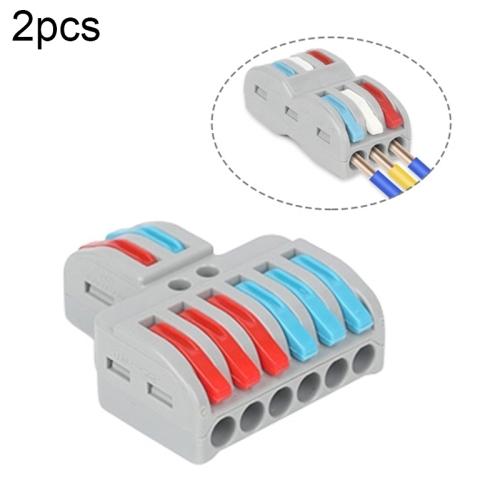 

10 PCS SPL-62 2 In 6 Out Colorful Quick Line Terminal Multi-Function Dismantling Wire Connection Terminal