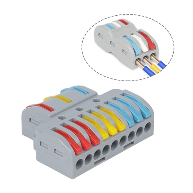 

4 PCS SPL-93 3 In 9 Out Colorful Quick Line Terminal Multi-Function Dismantling Wire Connection Terminal