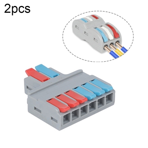 

10 PCS LT-626 2 In 6 Out Colorful Quick Line Terminal Multi-Function Dismantling Wire Connection Terminal