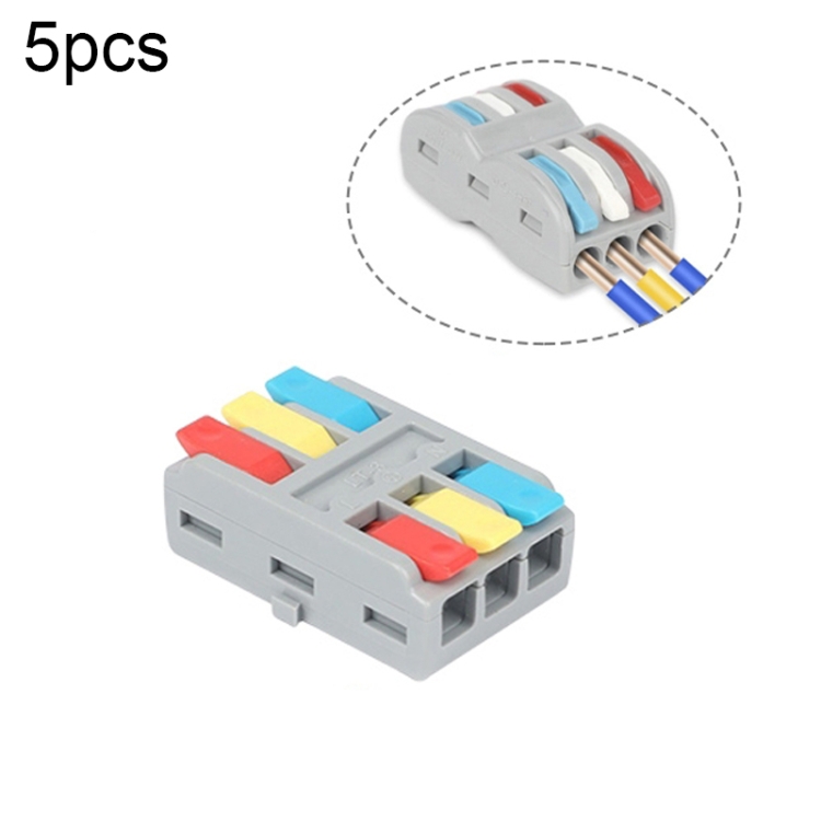 

10 PCS LT-3 3 In 3 Out Colorful Quick Line Terminal Multi-Function Dismantling Wire Connection Terminal