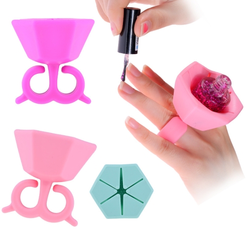 

5 PCS Wearable Nail Polish Bottle Cover Silicone Anti-splash Nail Polish Finger Holder Random Colour Delivery