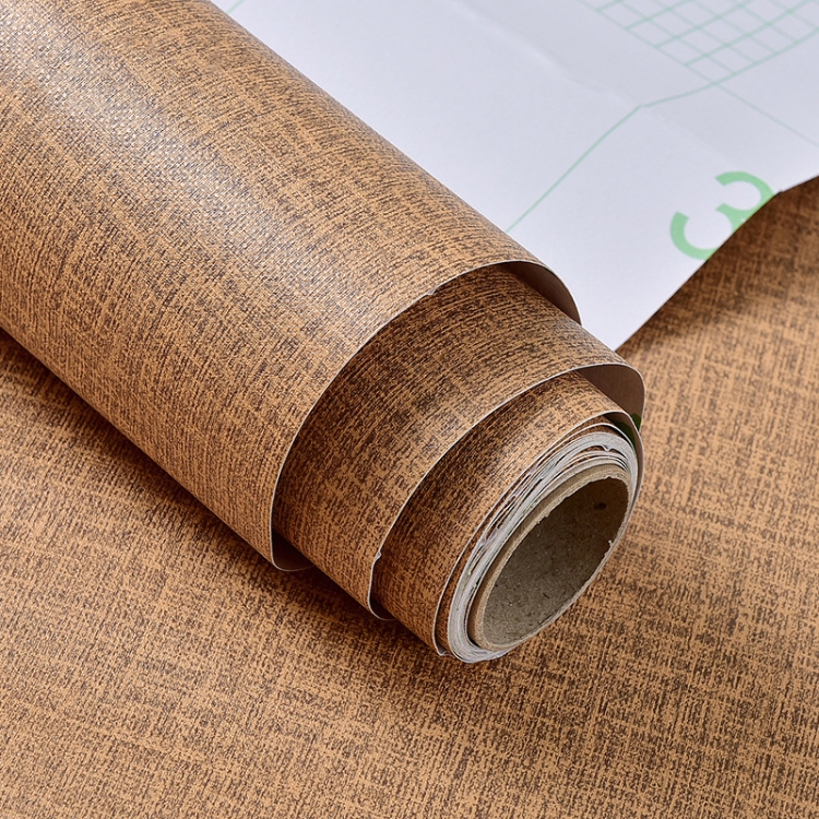 

5 PCS PVC Imitation Cloth Self-Adhesive Wallpaper Waterproof Thick Wall Stickers TV Background Wall Decoration Linen Wallpaper Size: 60cm x 5m(Coffee A607)